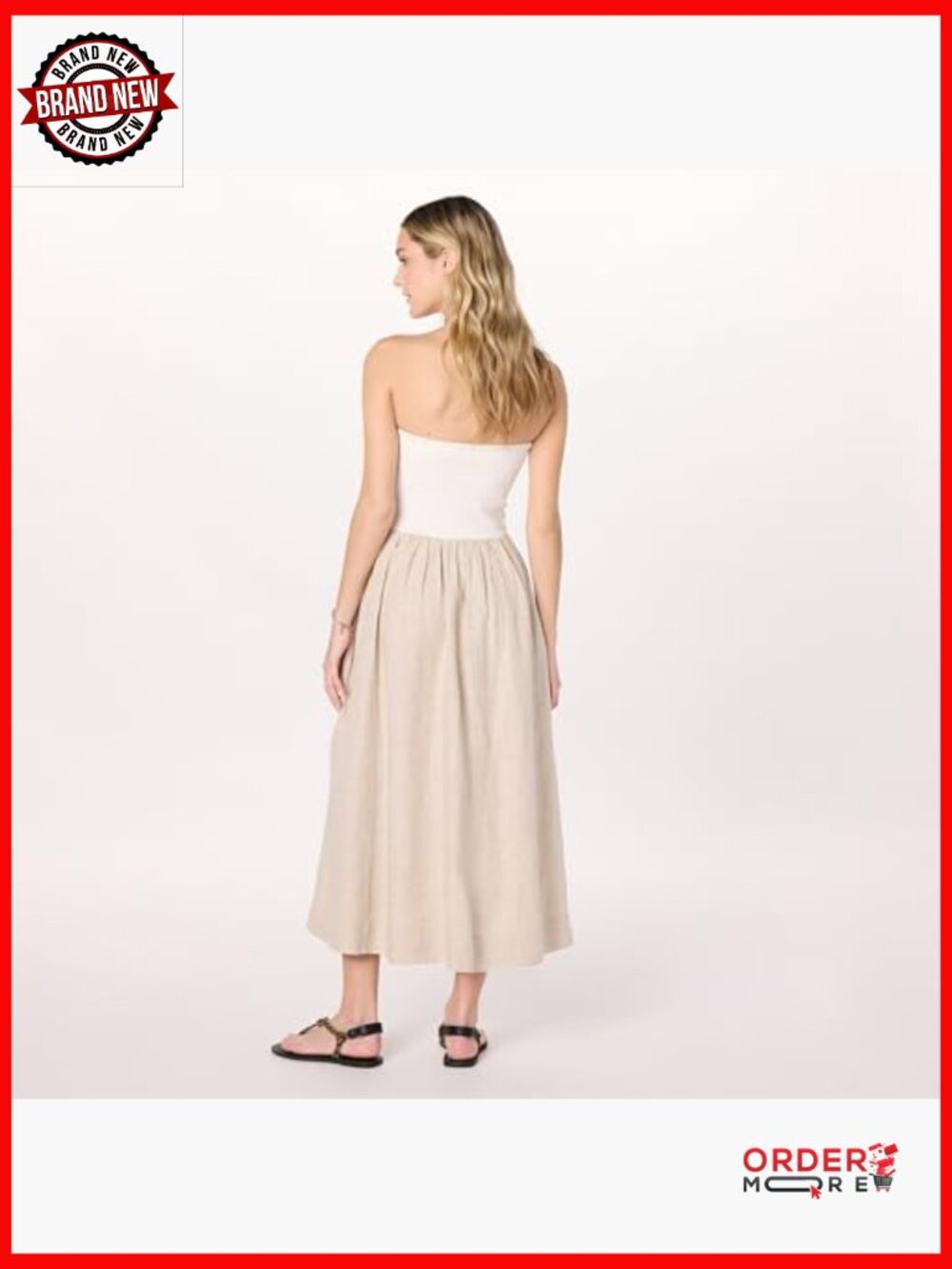 Strapless Mixed Media Maxi Dress A-Line Regular Fit - Picture 2 of 7
